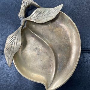 Vintage Brass Peach Shaped Trinket, Jewelry, Coin Dish
